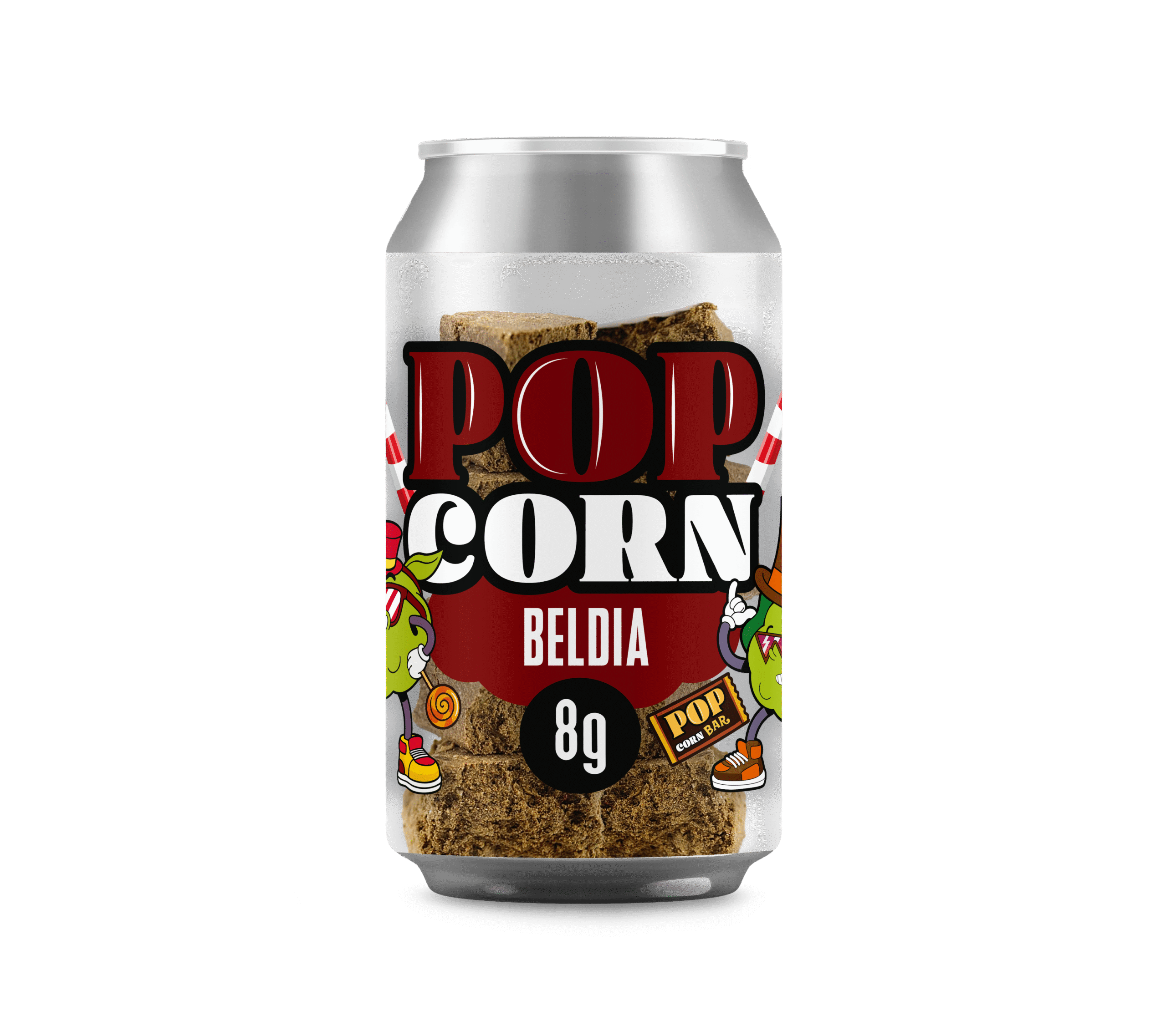 BELDIA - POPCORN - Front Can Mockup Popcorn Beldia CBD Hash 8g von Haschill – Bild 1